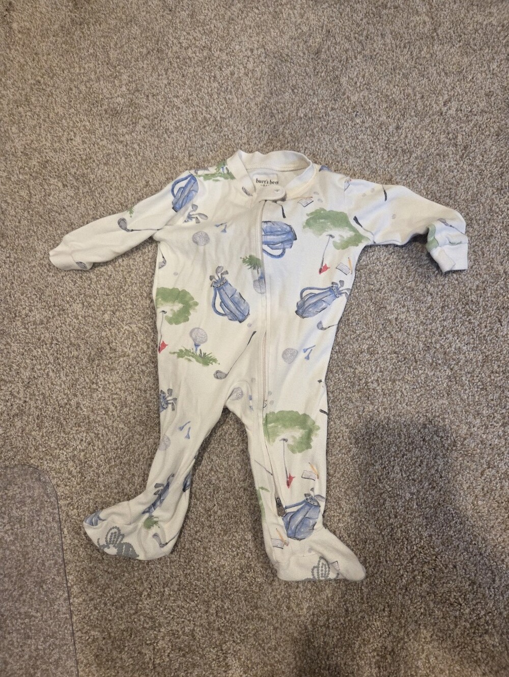Burt's Bees Baby Organic Cotton "Little Golfer" Zip-Up Footed Sleeper | 3-6M